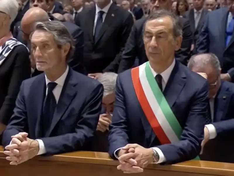 attilio fontana beppe sala ai funerali di silvio berlusconi