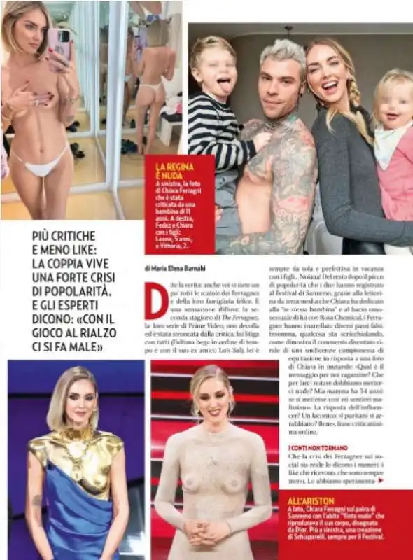 CRISI DI POPOLARITA DI CHIARA FERRAGNI E FEDEZ - GENTE 