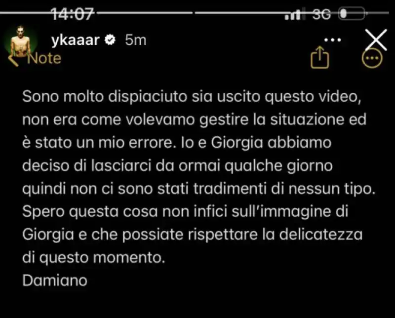 damiano dei maneskin anunncia che si e lasciato con giorgia soleri