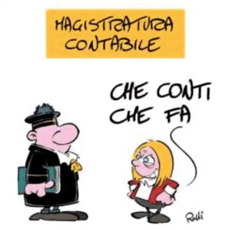 GIORGIA MELONI E LA CORTE DEI CONTI - VIGNETTA BY ROLLI 