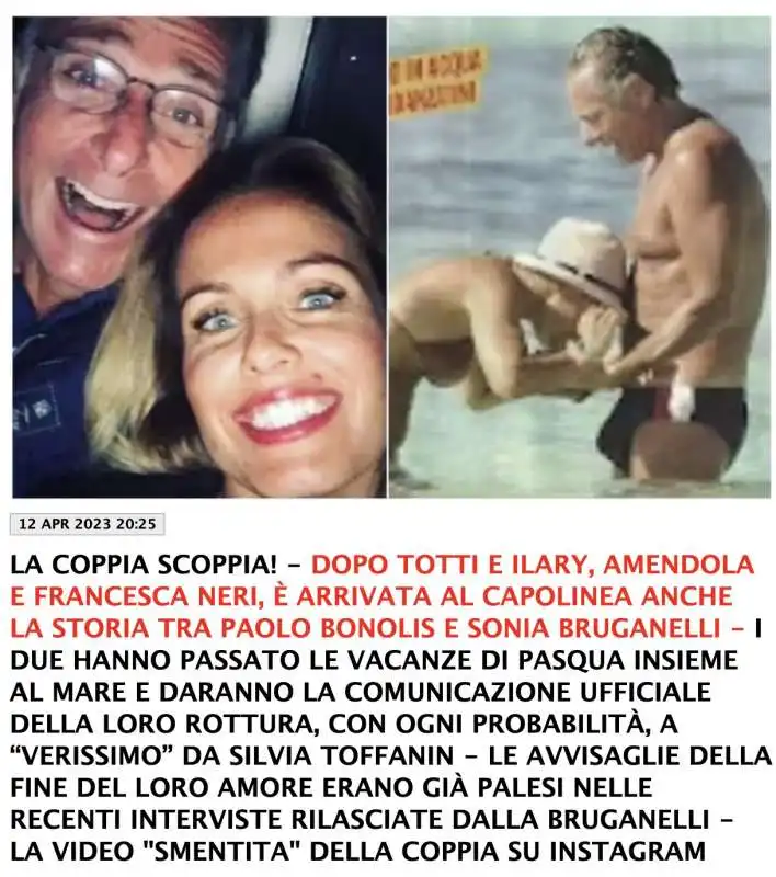 IL DAGO-SCOOP SULLA SEPARAZIONE TRA PAOLO BONOLIS E SONIA BRUGANELLI - 12 APRILE 2023