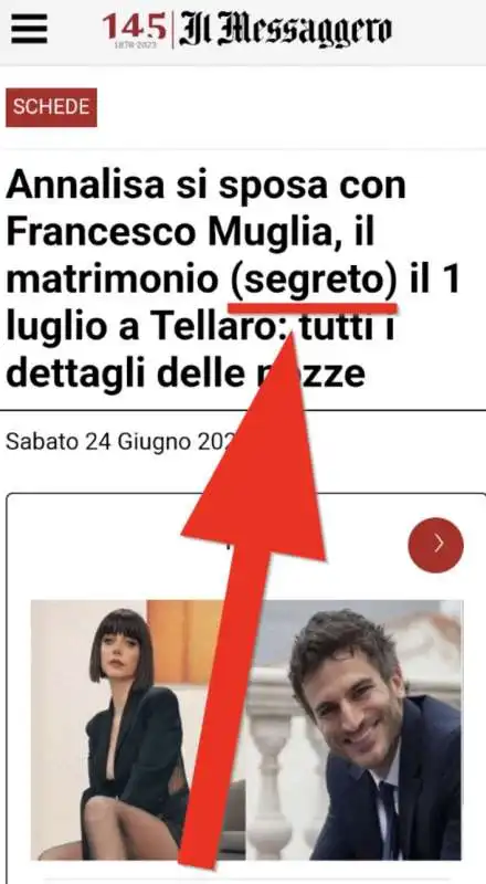 il messaggero, il matrimonio segreto mica tanto 