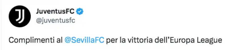 juventus tweet di complimenti al siviglia