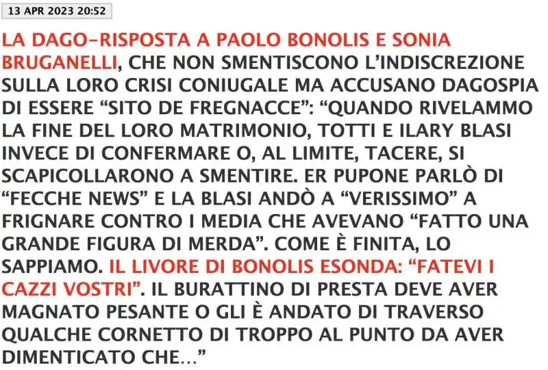 LA DAGO-RISPOSTA A PAOLO BONOLIS E SONIA BRUGANELLI - 13 APRILE 2023