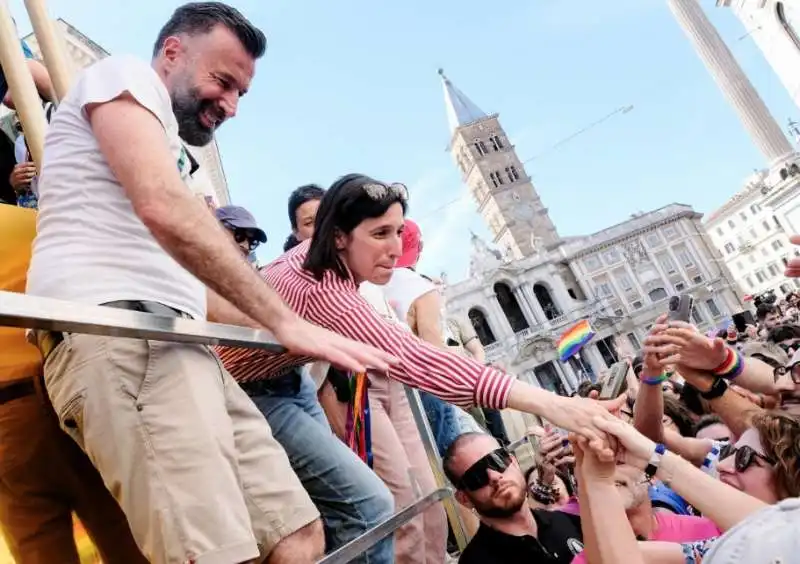 alessandro zan    elly schlein      roma pride 2024 