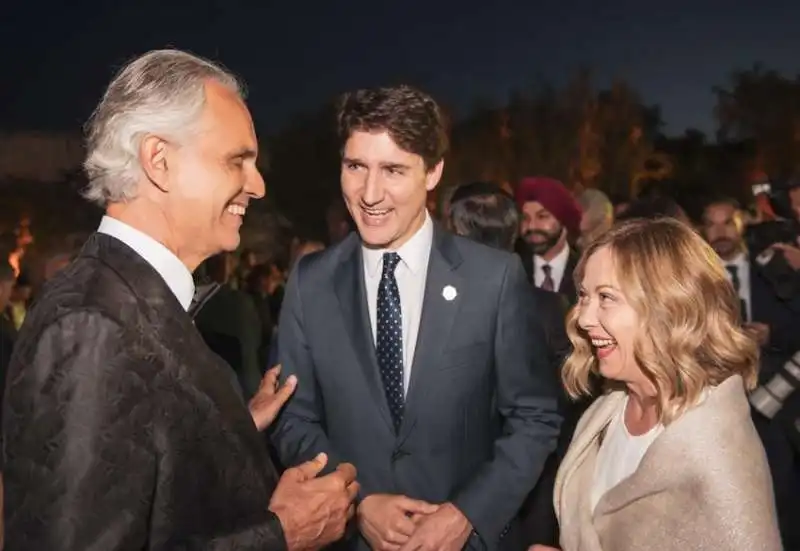 andrea bocelli   justin trudeau   giorgia meloni 