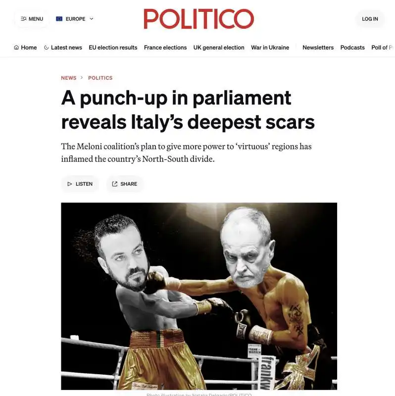 ARTICOLO DI POLITICO SULLA RISSA IN PARLAMENTO 