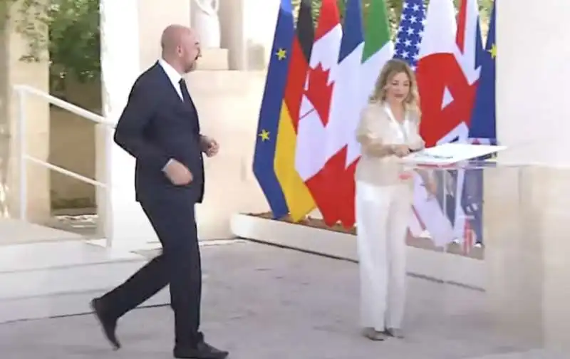 charles michel con patrizia scurti    g7 borgo egnazia 