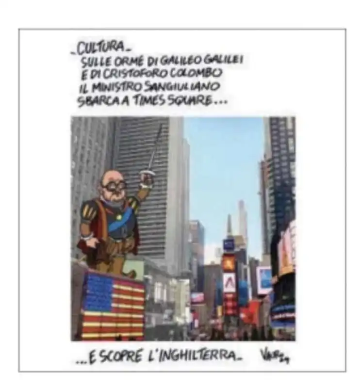 GENNARO SANGIULIANO SBARCA A TIMES SQUARE - VIGNETTA BY VAURO 