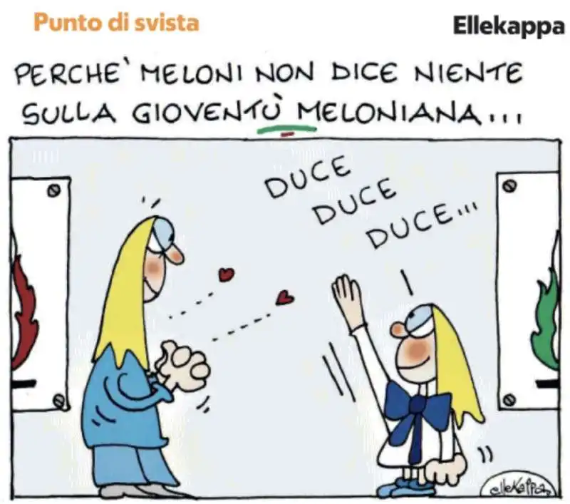 GIORGIA E LA GIOVENTU MELONIANA -  VIGNETTA BY ELLEKAPPA 