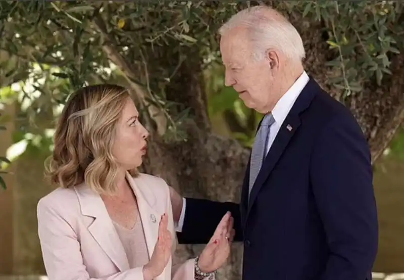 giorgia meloni e joe biden al g7 di borgo egnazia 