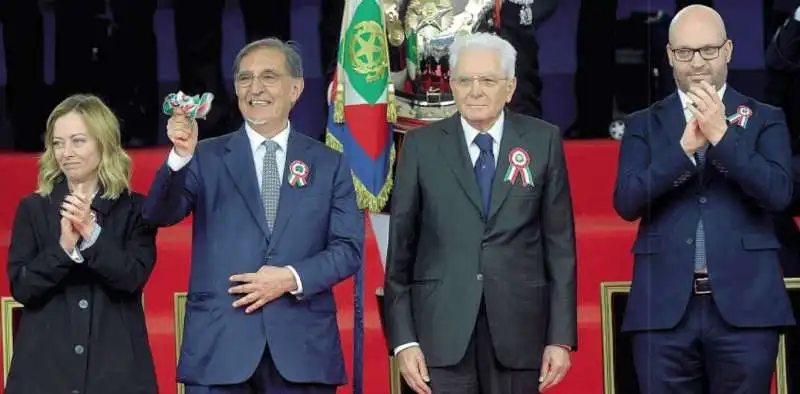 GIORGIA MELONI - IGNAZIO LA RUSSA - SERGIO MATTARELLA - LORENZO FONTANA 