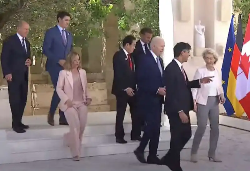 giorgia meloni ignorata dagli altri leader del g7 