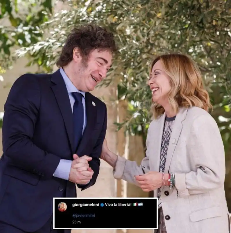 GIORGIA MELONI POSTA LA FOTO CON JAVIER MILEI 