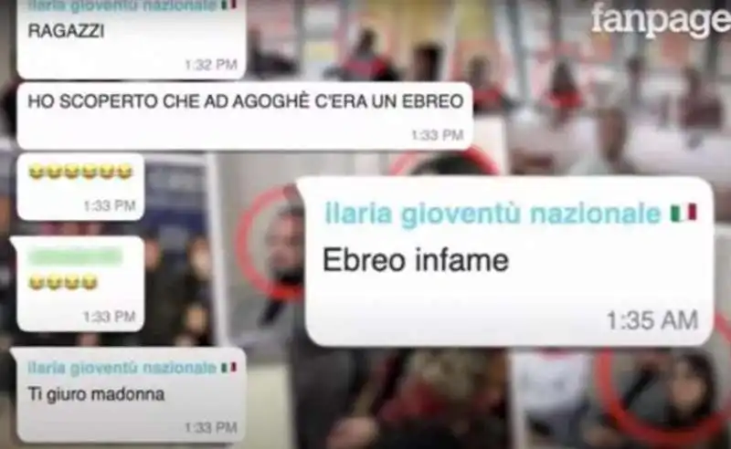 GLI INSULTI AGLI EBREI DEI GIOVANI DI FRATELLI DITALIA 