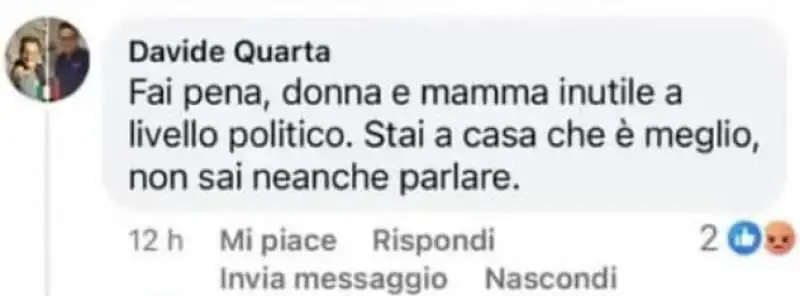 il commento di davide quarta contro monica sambo