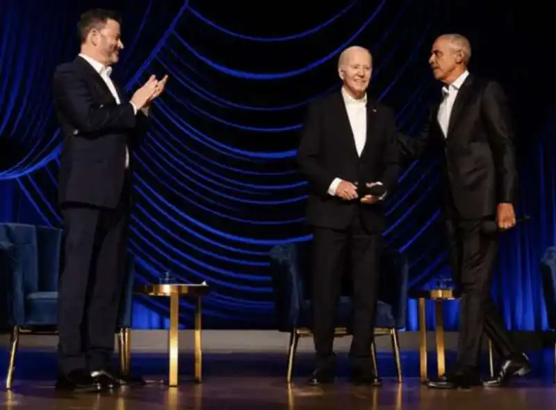 jimmy kimmel   joe biden   barack obama   raccolta fondi a hollywood   