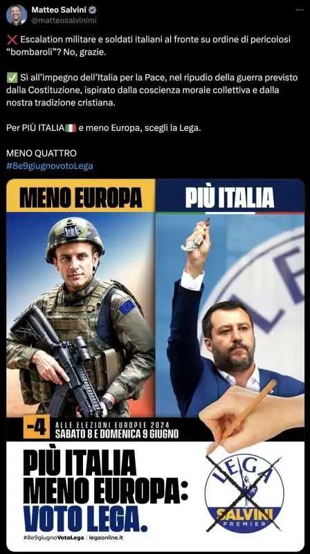 MATTEO SALVINI CONTRO EMMANUEL MACRON SU TWITTER 