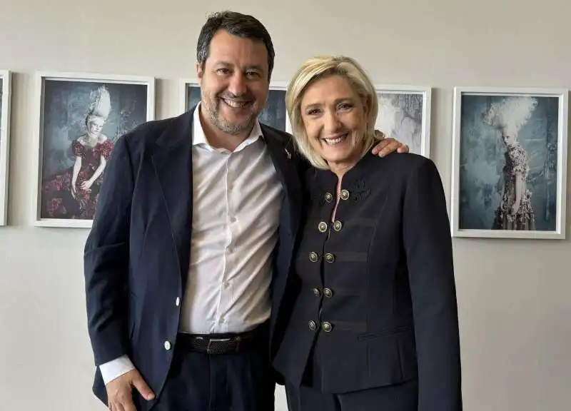 matteo salvini  e marine le pen  a bruxelles dopo le europee 2024