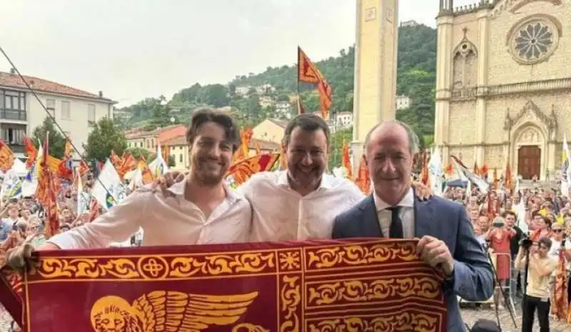 Alberto Stefani matteo salvini luca zaia - festa per l autnomia a montecchio maggiore