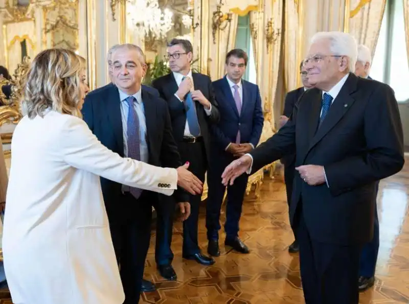 MELONI - FAZZOLARI - GIORGETTI - FITTO - MATTARELLA