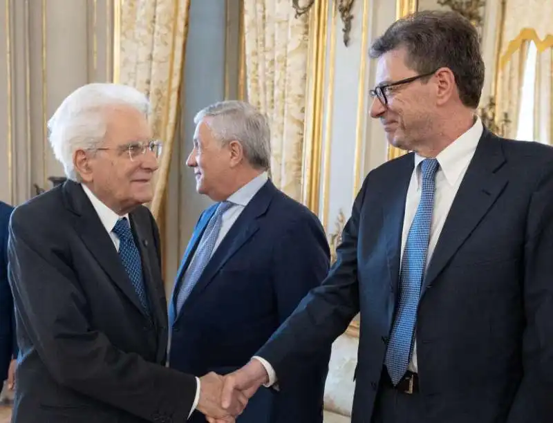 SERGIO MATTARELLA - ANTONIO TAJANI - GIANCARLO GIORGETTI 