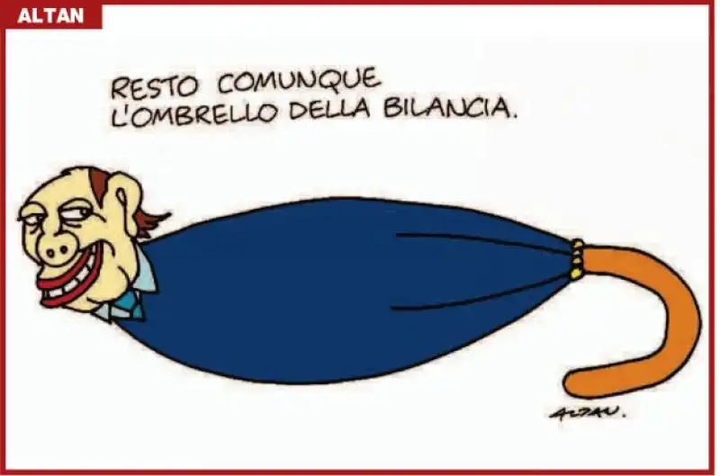 VIGNETTA ALTAN BERLUSCONI OMBRELLO DELLA BILANCIA 