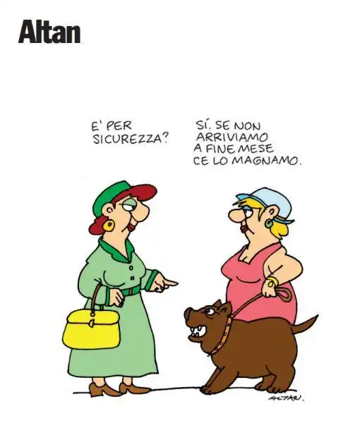 VIGNETTA ALTAN DA L'ESPRESSO - IL CANE PER SICUREZZA