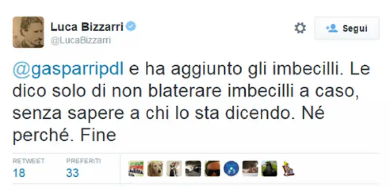 BIZZARRI GASPARRI TWEET 1