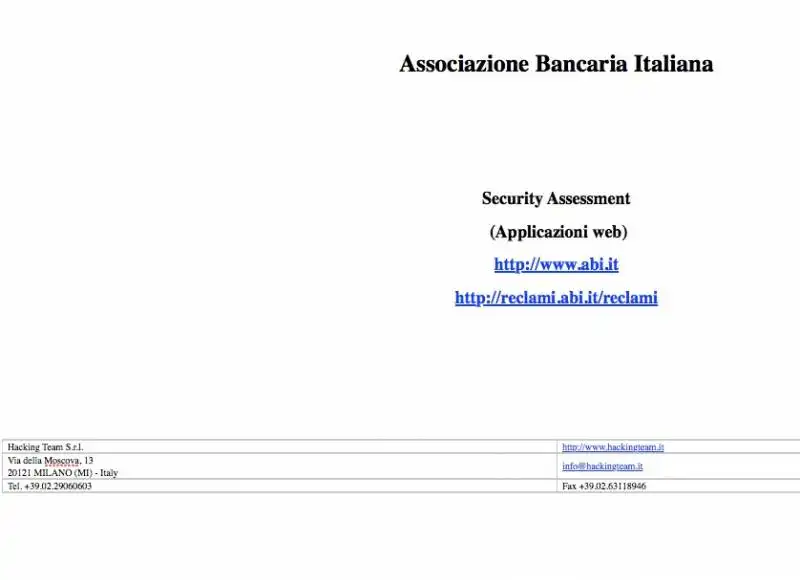 I RAPPORTI TRA ABI ASSOCIAZIONE BANCARIA ITALIANA E HACKING TEAM