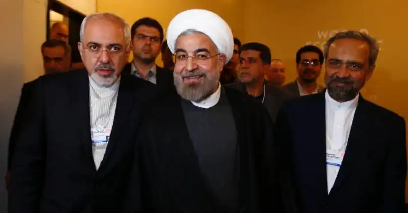 il ministro degli esteri zarif il presidente rohani e il capo di gabinetto nahavandian