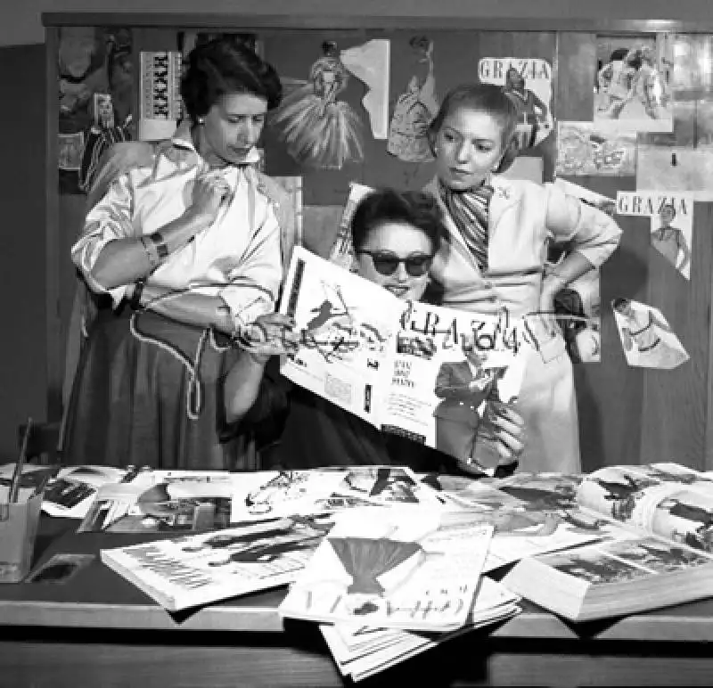 La redazione di Grazia- Maria Pezzi, Elsa Haerter e Anna Vanner. Venezia, 1956 