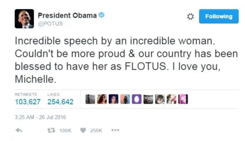 obama non posso essere piu orgoglioso di mia moglie