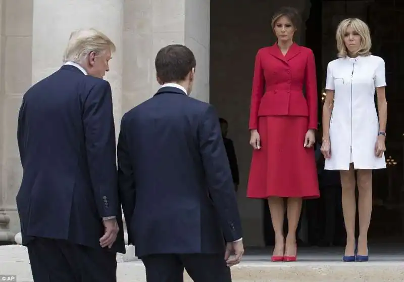 donald   e melania trump con brigitte ed emmanuel macron