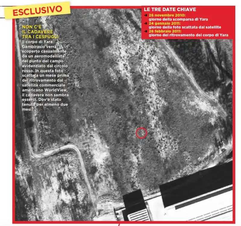 foto satellitari chignolo d isola yara gambirasio processo bossetti