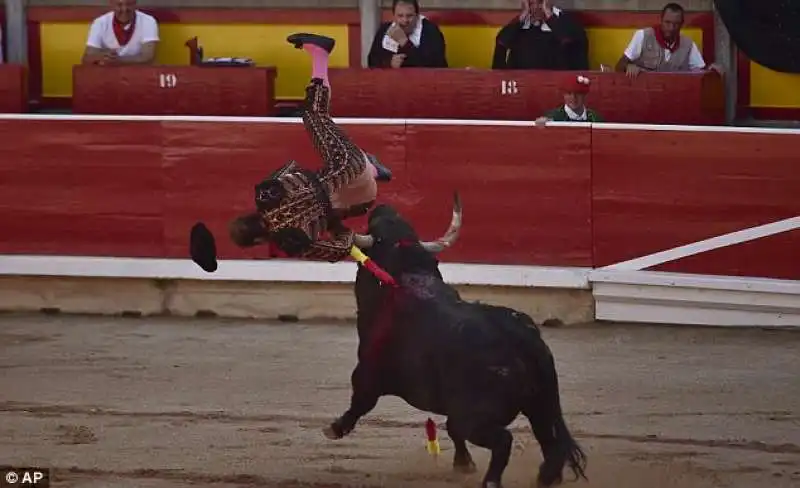 il toro fa volare il torero