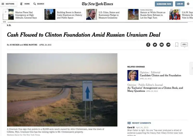 l inchiesta del ny times su uranium one