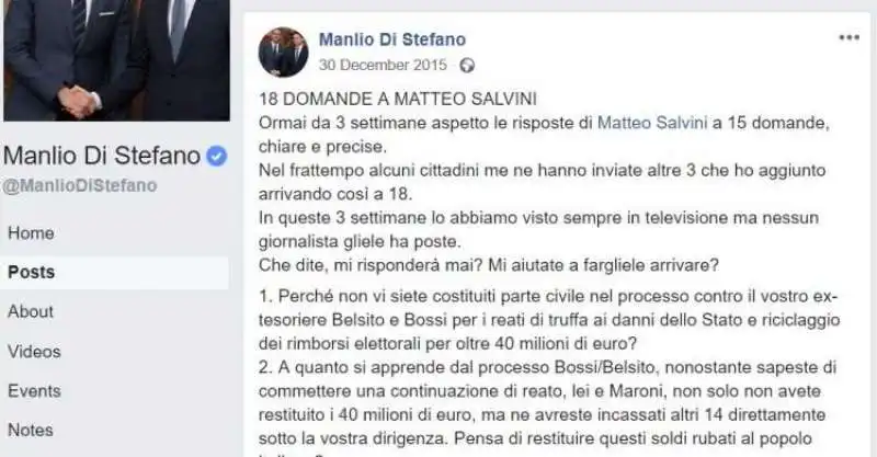 18 DOMANDE A MATTEO SALVINI DA MANLIO DI STEFANO