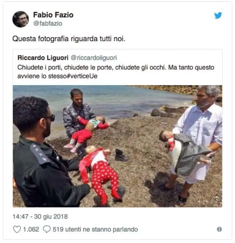 IL POST DI FABIO FAZIO CONTRO LA CHIUSURA DEI PORTI