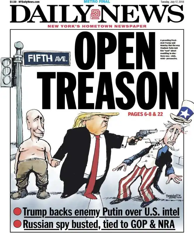 la copertina del daily news su trump e putin