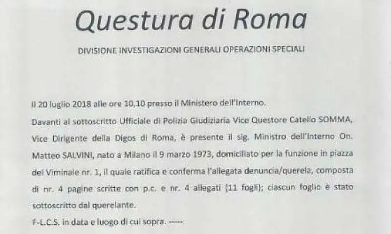 LA QUERELA DI SALVINI A SAVIANO