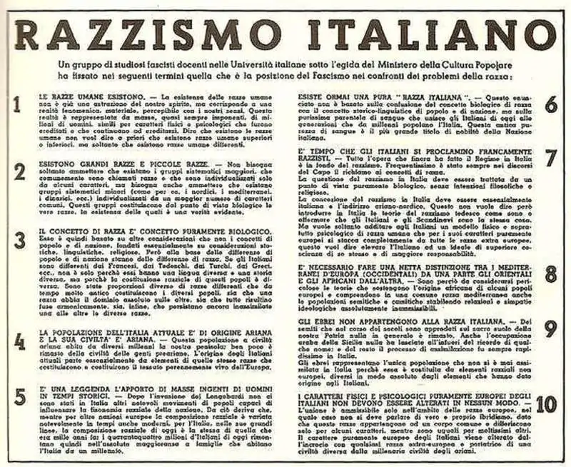 leggi razziali del fascismo