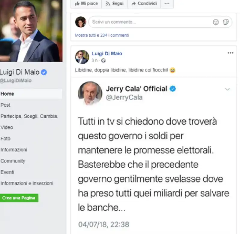 LUIGI DI MAIO COMMENTA JERRY CALA