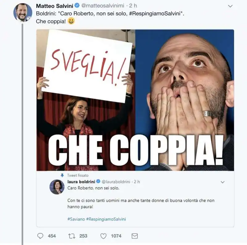 MATTEO SALVINI LITIGA SU TWITTER CON ASIA ARGENTO