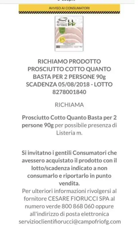 prosciutto cotto fiorucci listeria 3