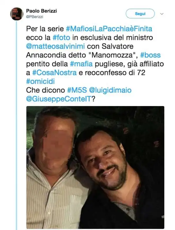 SALVINI CON IL BOSS SALVATORE ANNACONDIA DETTO MANOMOZZA