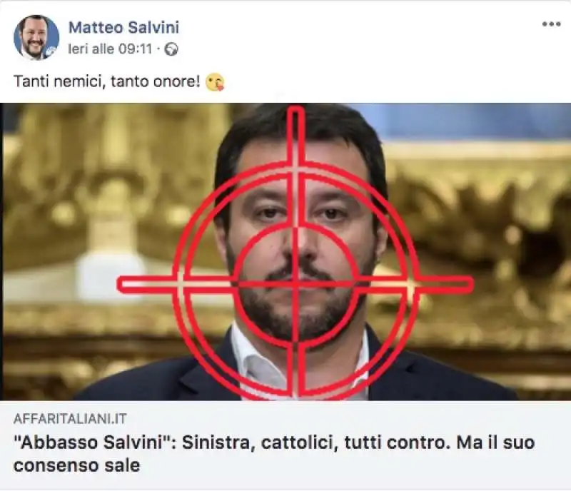 SALVINI E LA FOTO CON LA FACCIA NEL MIRINO