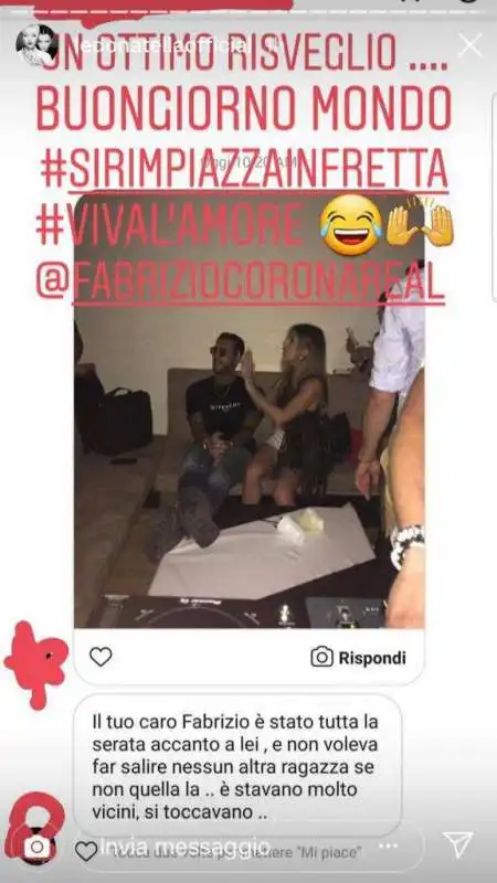 SILVIA PROVVEDI COMMENTA LA FOTO DI FABRIZIO CORONA CON UNA RAGAZZA