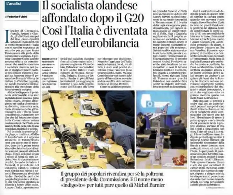 L'ARTICOLO DI FUBINI SUL RUOLO DI CONTE NELLE NOMINE UE