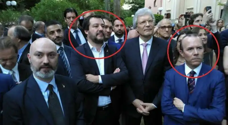 matteo salvini e gianluca savoini a villa abamelek